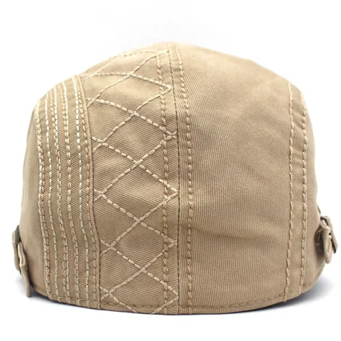 Béret Classique en Coton Matelassé pour Hommes Chapeau Ivy Vintage Casquette Newsboy Réglable Avec Insigne en Métal pour Casual Outdoor