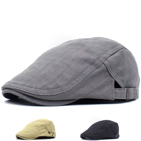 Gorra Plana de Algodón Vintage para Hombre Color Sólido Ajustable Sombrero Ivy Newsboy para Viajes al Aire Libre Parasol
