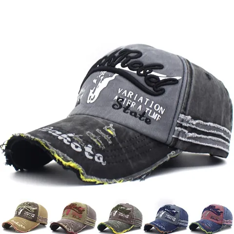Cappellino da Baseball Unisex Vintage Lavato Distressed Ricamato Lettera Patchwork Cotone Tela Retro Regolabile Cappello Sole