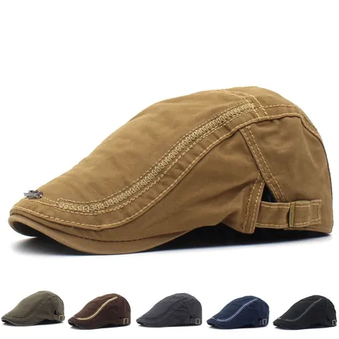 Gorra Plana de Algodón Retro Para Hombre Mujer Boina Ajustable Con Etiqueta Metálica Style Outdoor Casual Gorra Ivy
