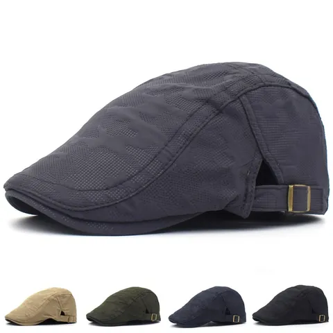 Breathable Cotton Flat Cap For Men Women Embossed Bubble Texture Beret Adjustable Korean Style Summer Outdoor Sun Hat