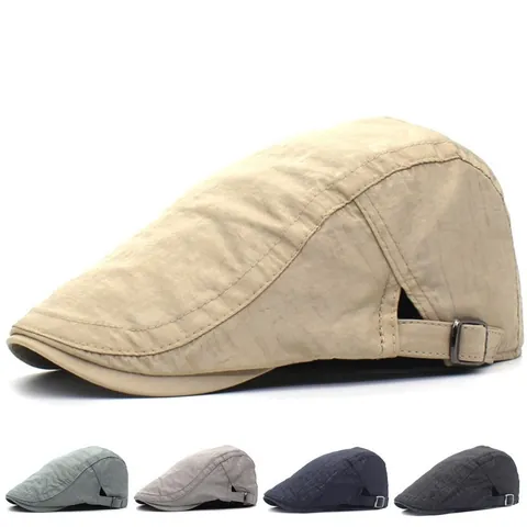Gorra Plana de Poliéster de Doble Capa Impermeable y Transpirable Para Hombre Mujer Protección UV Ajustable Boina Ivy Estilo Británico