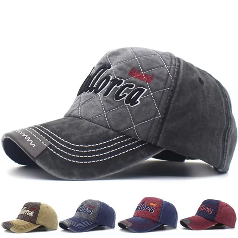 Berretto da Baseball Patchwork in Cotone Lavato Vintage Mallorca Island Ricamato Trapuntato Cappello Parasole Regolabile Uomo Donna