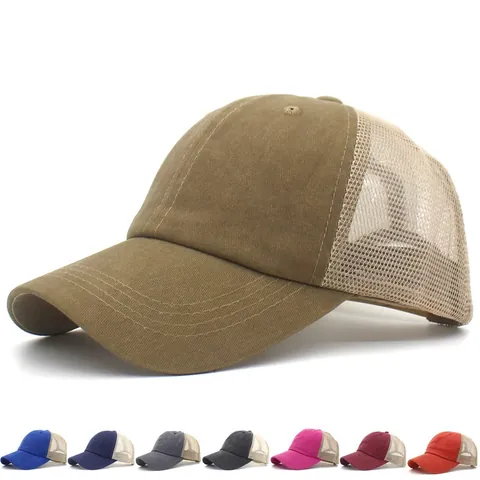 Unisex Αναπνεύσιμο Βαμβακερό Καπέλο Trucker με Πλέγμα Ρυθμιζόμενο Βίντατζ Μονόχρωμο Καπέλο Μπέιζμπολ για Υπαίθρια Αθλήματα Προστασία από τον Ήλιο