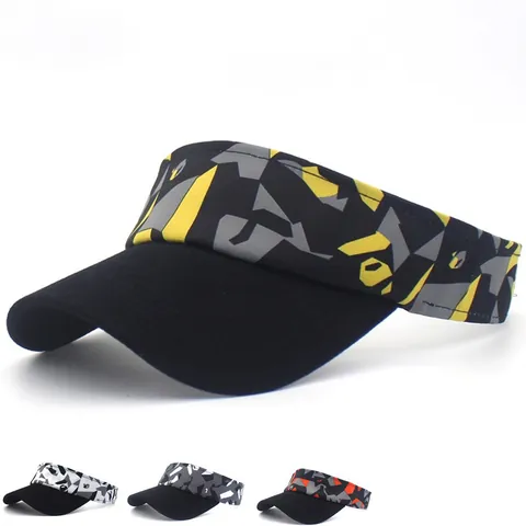 Summer Sun Visor Cap For Men Women Graffiti Geometric Camouflage Pattern Cotton Topless Adjustable Sports Sunshade Hat