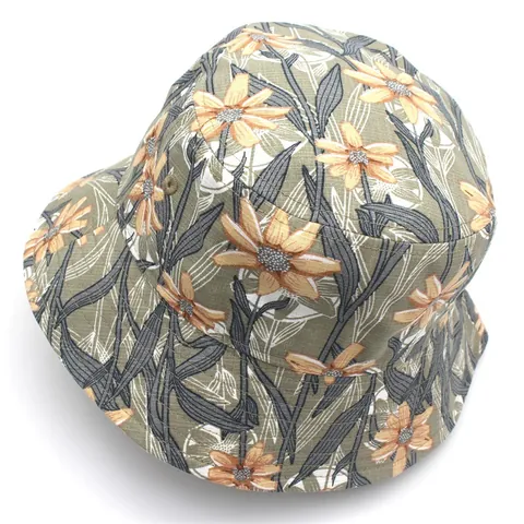 Women Floral Print Cotton Bucket Hat Summer Beach Sun Protection Tropical Leaf Pattern Outdoor Travel Ethnic Style Cap