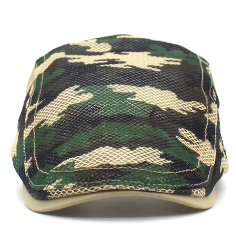 Adjustable Camouflage Mesh Breathable Beret Flat Cap Men Women Tactical Outdoor Sun Hat Summer Mesh Hunting Forward Cap