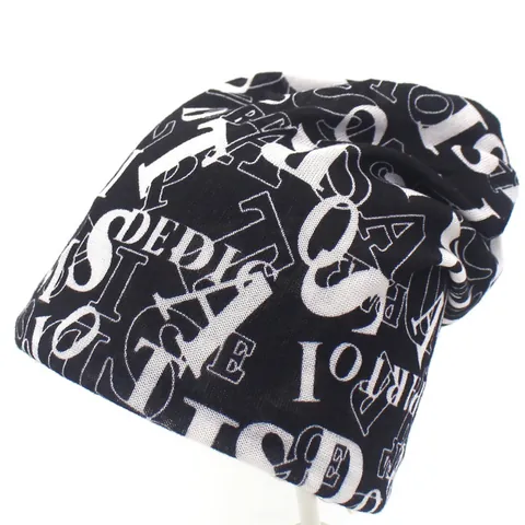 Women Slouchy Beanie Hat Letter Print Imitation Cashmere Dual Use Neck Scarf Warmer Winter Fall Fashion Headwear Accessories