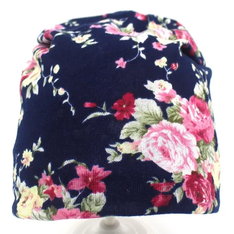Women's Floral Beanie Imitation Cashmere Slouchy Warm Hat Scarf Dual Use Bohemian Headwear Korean Fashion Accessory
