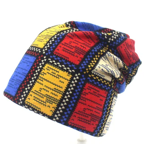 Dames Geruite Imitatie Kasjmier Beanie Muts Multi-inzetbare Nekwarmer Koreaanse Stijl Trendy Winter Warme Gebreide Sjaal En Muts