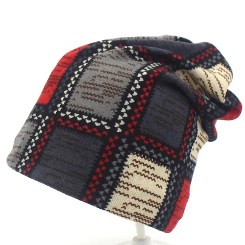 Dames Geruite Imitatie Kasjmier Beanie Muts Multi-inzetbare Nekwarmer Koreaanse Stijl Trendy Winter Warme Gebreide Sjaal En Muts