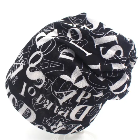 Women Slouchy Beanie Hat Letter Print Imitation Cashmere Dual Use Neck Scarf Warmer Winter Fall Fashion Headwear Accessories
