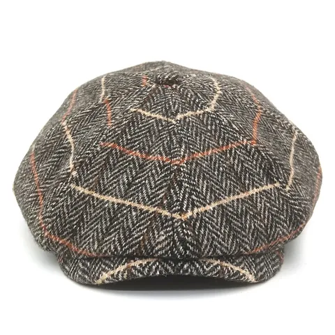 Women's British Vintage Plaid Newsboy Cap Cotton Beret Hat Retro Octagonal Baker Boy Cap For Autumn Winter Ladies Fashion Accessories