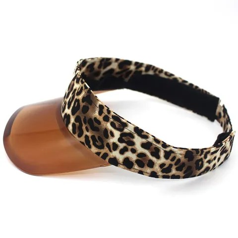 PVC Transparente Krempe Sonnenvisier Hut Leopardenmuster Baumwolle Stirnband Verstellbar Sommer Outdoor Sport Sonnenschutzkappe Damen Herren Kinder