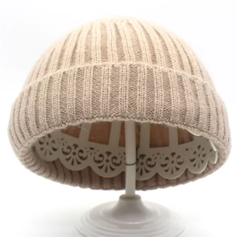 Damen Strickmütze Weiche Wollmischung Rippenstrick Skull Cap Warm Einfarbig Elastisch Umschlag Mütze Für Herbst Winter Outdoor Beanie