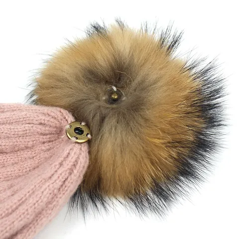 Bonnet Femme Hiver Chaud En Tricot Avec Ornement De Pompon Couleur Unie Thermique À Côtes Accessoires De Coiffure Extérieur