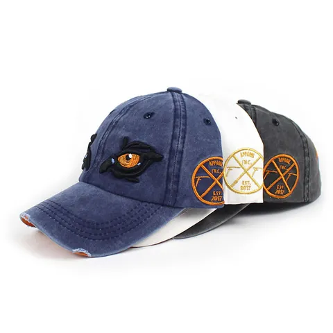 Vintage Gewaschene Baumwolle Baseballkappe Für Herren Damen Adlerauge Stickerei Distressed Retro Gebogene Krempe Sonnenschutz Outdoor Hut