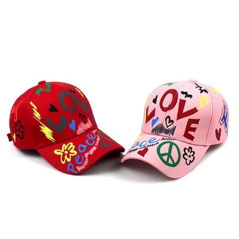 Berretto da Baseball Graffiti in Cotone Regolabile Hip Hop Hat per Uomo Donna Unisex Love Peace Faith Pattern Summer Outdoor Sun Hat