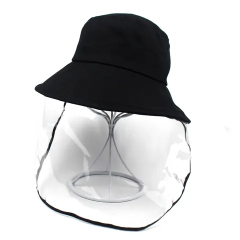 Cappello da Pescatore Protettivo in Cotone Nero Con Visiera in PVC Trasparente Rimovibile Cappello Anti-Goccioline Anti-Polvere per Uomo Donna