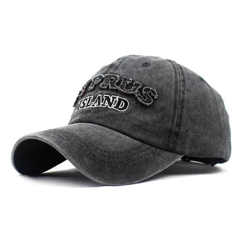 Vintage Washed Cotton Baseball Cap Cyprus Island Embroidery Distressed Dad Hat Adjustable Sun Hat For Men Women Outdoor
