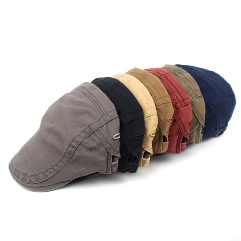 Béret en Coton Vintage pour Hommes Femmes Ajustable Broderie Casquette Plate Newsboy Hat Rétro Décontracté Protection Solaire Coiffure
