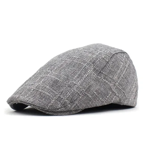 Gorra Ivy de Algodón a Rayas Retro para Hombre Boina Plana Vintage Ajustable Gorra Newsboy para Primavera Otoño Aire Libre