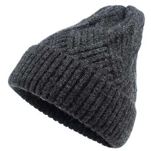 Damen Winter Strickmütze Beanie Rauten Streifenmuster Wollgarn Warm Slouchy Manschette Mütze Erwachsene Casual Outdoor Thermal Kopfbedeckung