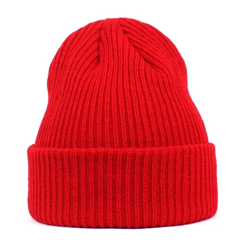 Berretto in Maglia Acrilica Unisex Donna Uomo a Costine Con Bordo Risvoltato Invernale Caldo Tinta Unita per Esterno Quotidiano