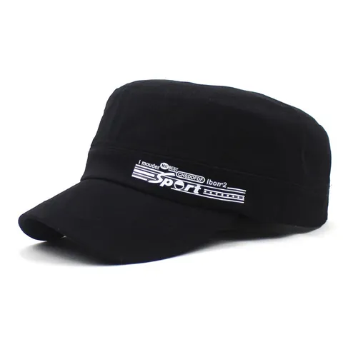 Unisex Baumwolle Sport Buchstabe Flache Krone Militär Cadet Kappe Outdoor Sonnenschutz Verstellbar Freizeit Baseball Hut