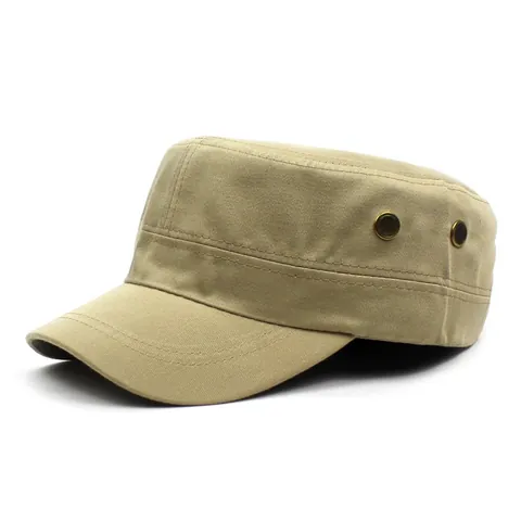Gorra Militar Unisex de Algodón Sólido Parte Superior Plana Ajustable Protección Solar al Aire Libre Transpirable Gorra Deportiva