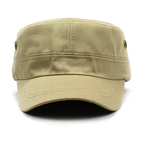 Gorra Militar Unisex de Algodón Sólido Parte Superior Plana Ajustable Protección Solar al Aire Libre Transpirable Gorra Deportiva