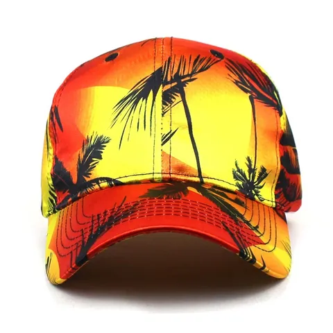 Cappellino da Baseball in Raso con Stampa Palme Tropicali Uomo Donna Estate Mare Cappello da Sole Sfumato Fiori Regolabile