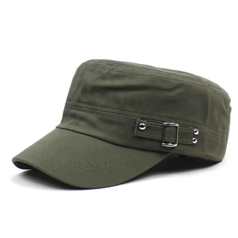 Gorra Militar de Algodón de Color Sólido Para Hombres Mujeres Protección Solar al Aire Libre Techo Plano Ajustable Con Hebilla de Metal