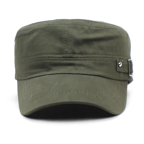 Gorra Militar de Algodón de Color Sólido Para Hombres Mujeres Protección Solar al Aire Libre Techo Plano Ajustable Con Hebilla de Metal