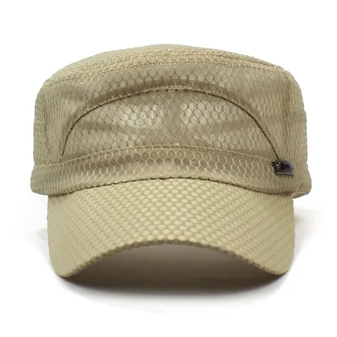 Gorra Militar de Corona Plana de Malla Transpirable para Hombre Sombrero Militar Delgado Protección Solar Deporte al Aire Libre Gorra de Sombreado de Color Sólido Ajustable