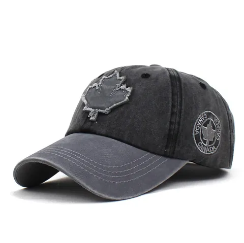 Retro Washed Cotton Baseball Cap Vintage Distressed Maple Leaf Canada Embroidery Sunshade Hat For Men Women Outdoor Leisure Travel