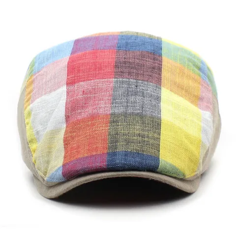 Ρετρό Patchwork Καρό Μπερές Newsboy Cap για Άνδρες Γυναίκες Ρυθμιζόμενο Μείγμα Βαμβακιού Καπέλο Σκίαστρο Εξωτερικού Χώρου