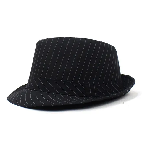 Vintage Striped Fedora Hat For Men Women Cotton Polyester Blend Jazz Hat Short Brim Sunshade Cap Casual Travel Party Gift