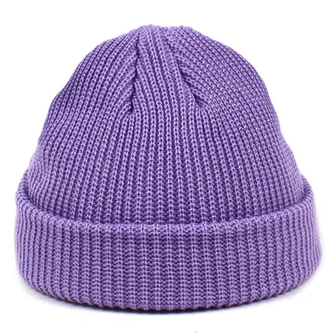 Women Men Solid Color Ribbed Knit Beanie Hat Acrylic Warm Winter Cuff Docker Cap Outdoor Casual Unisex Fashion Headwear