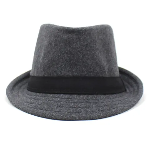 Vintage Wide Brim Woolen Fedora Hat Solid Color Jazz Cap With Decorative Band For Men Women Stage Performance Daily Style