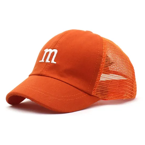 Kids Adjustable Mesh Trucker Hat Alphabet M Embroidery Summer Baseball Cap For Toddler Boys Girls Sun Protection Breathable