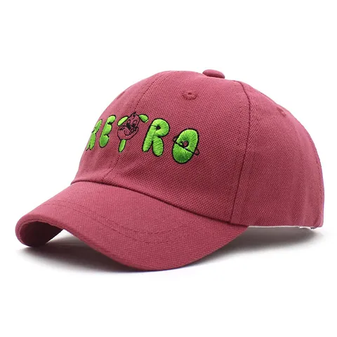 Gorra de Béisbol para Niños con Letra Bordada Retro Patrón de Perro de Dibujos Animados Sombrero de Sol de Algodón Ajustable