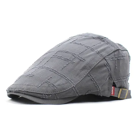Vintage Distressed Cotton Flat Cap Adjustable Newsboy Beret Hat For Men Women Outdoor Casual Streetwear Frayed Edge Cap