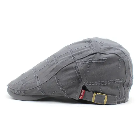 Vintage Distressed Cotton Flat Cap Adjustable Newsboy Beret Hat For Men Women Outdoor Casual Streetwear Frayed Edge Cap