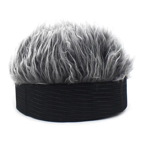 Novelty Brimless Docker Hat With Wig Hair Camouflage Mesh Breathable Sports Cap For Men Women Adjustable Funny Party Accessory