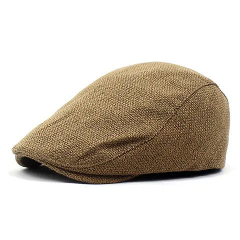 Vintage Katoen Linnen Platte Pet Voor Heren Dames Verstelbaar Effen Kleur Ademend Zonnescherm Baret Newsboy Hoed