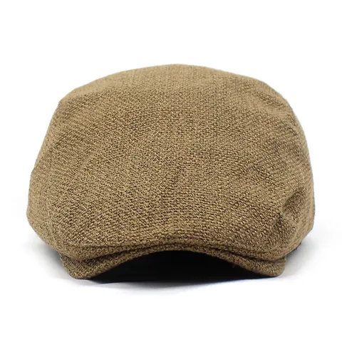 Vintage Katoen Linnen Platte Pet Voor Heren Dames Verstelbaar Effen Kleur Ademend Zonnescherm Baret Newsboy Hoed