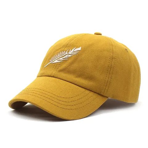 Gorra de Béisbol de Algodón Unisex con Bordado de Pluma Ajustable de Ala Curva Sombrero de Sombrilla para Viajes Deporte al Aire Libre