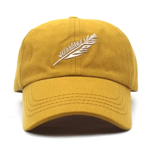 Gorra de Béisbol de Algodón Unisex con Bordado de Pluma Ajustable de Ala Curva Sombrero de Sombrilla para Viajes Deporte al Aire Libre