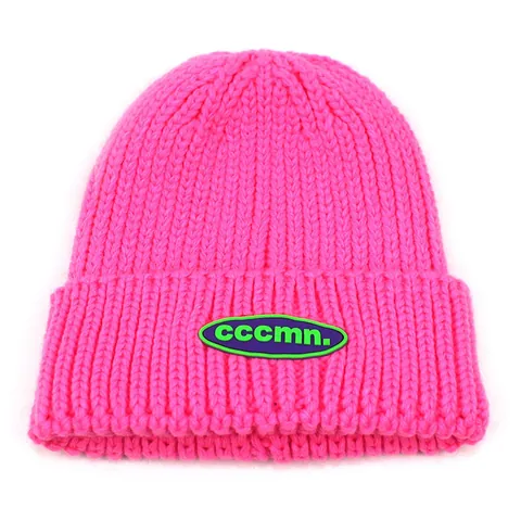 Berretto in Maglia Unisex Acrilico Caldo Cappello Invernale Con Toppa Lettera Risvolto Hip Hop Tinta Unita per Uomo Donna